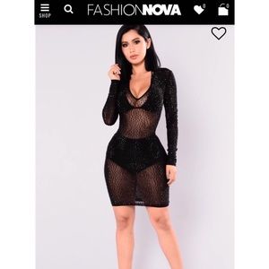 Fashion nova meshed rhinestone mini dress